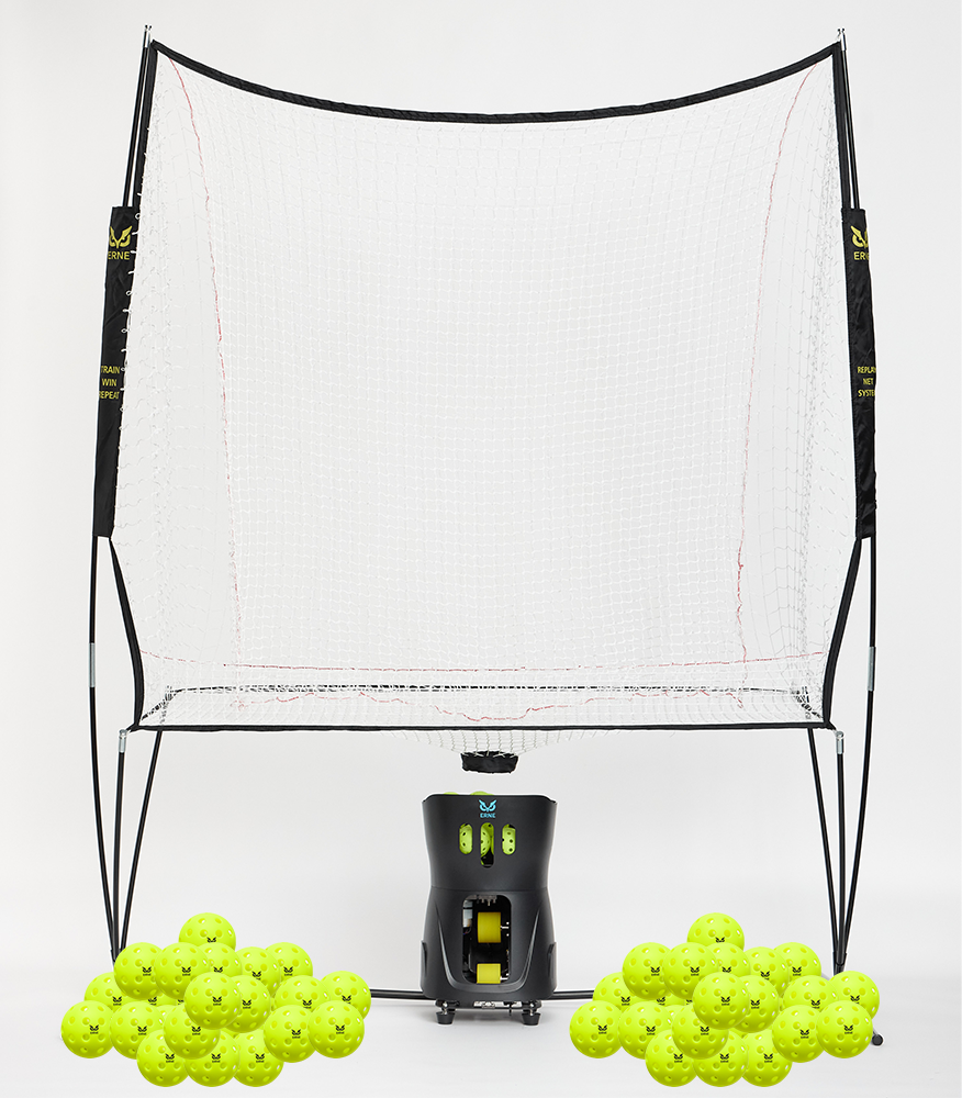 Dink + Drop Pro Training Bundle – Machine + Net System + 50 Sound Dampening Balls